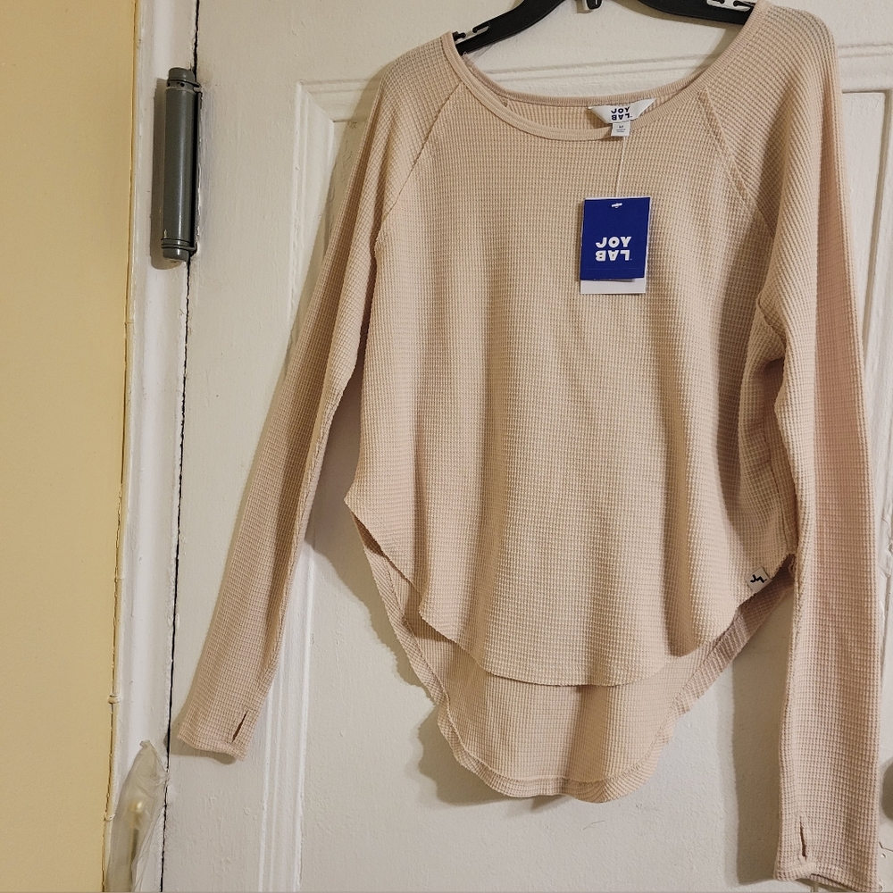 JOY LAB Women's Thumb Hole Loose Fit Long-sleeve Moon Blouse Size M